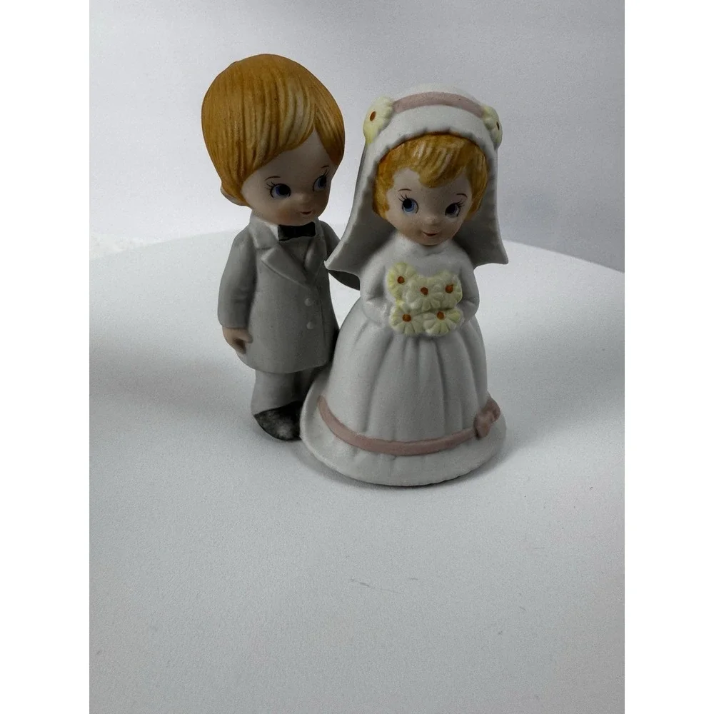 Vintage Lefton Bride Groom‎ Wedding Figurine Bisque Cake Topper 3